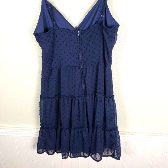 Women's Trixxi Clothing Navy Blue Mini Tiered V-neck Strap Dress Size Large - Picture 2 of 9